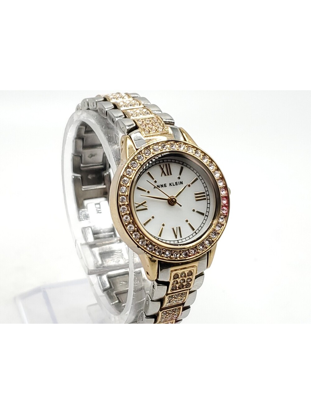 Anne Klein Rhinestone Watch Womens New Battery Two-Tone 25mm - Picture 3 of 11